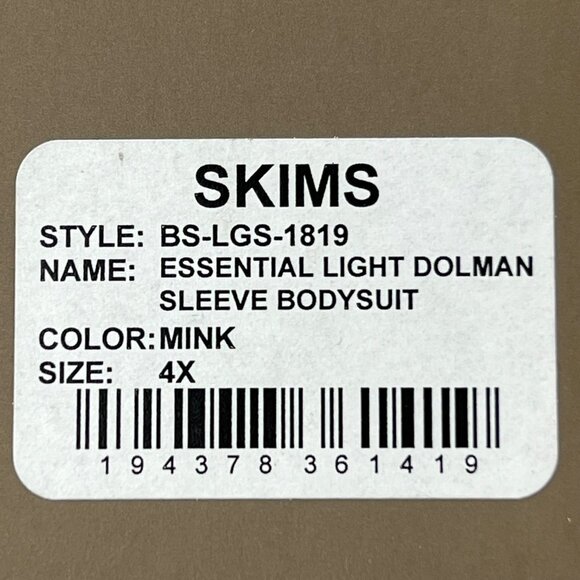SKIMS Light Essential Dolman Sleeve Bodysuit Mink Womens 4X - Picture 11 of 12